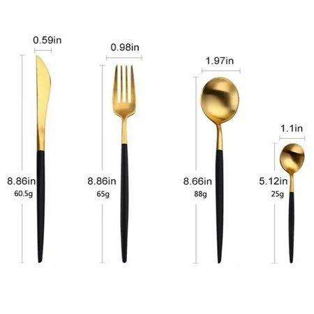 Promotion Clearance 4Pcs/set Black Gold Cutlery Set Western Luxury Tableware Set Stainless Steel Din | Walmart (US)