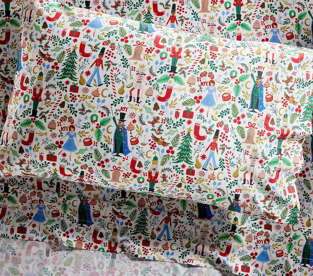 Organic Rifle Paper Co. Nutcracker Sheet Set, Full, Multi | Pottery Barn Kids