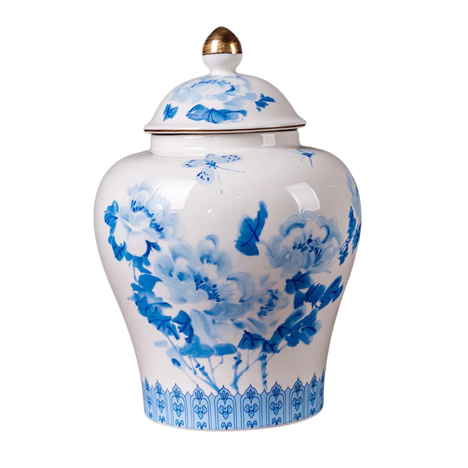 Traditional Ceramic Ginger Jar Porcelain Temple Jar with Lid Home Decor Vase | Walmart (US)