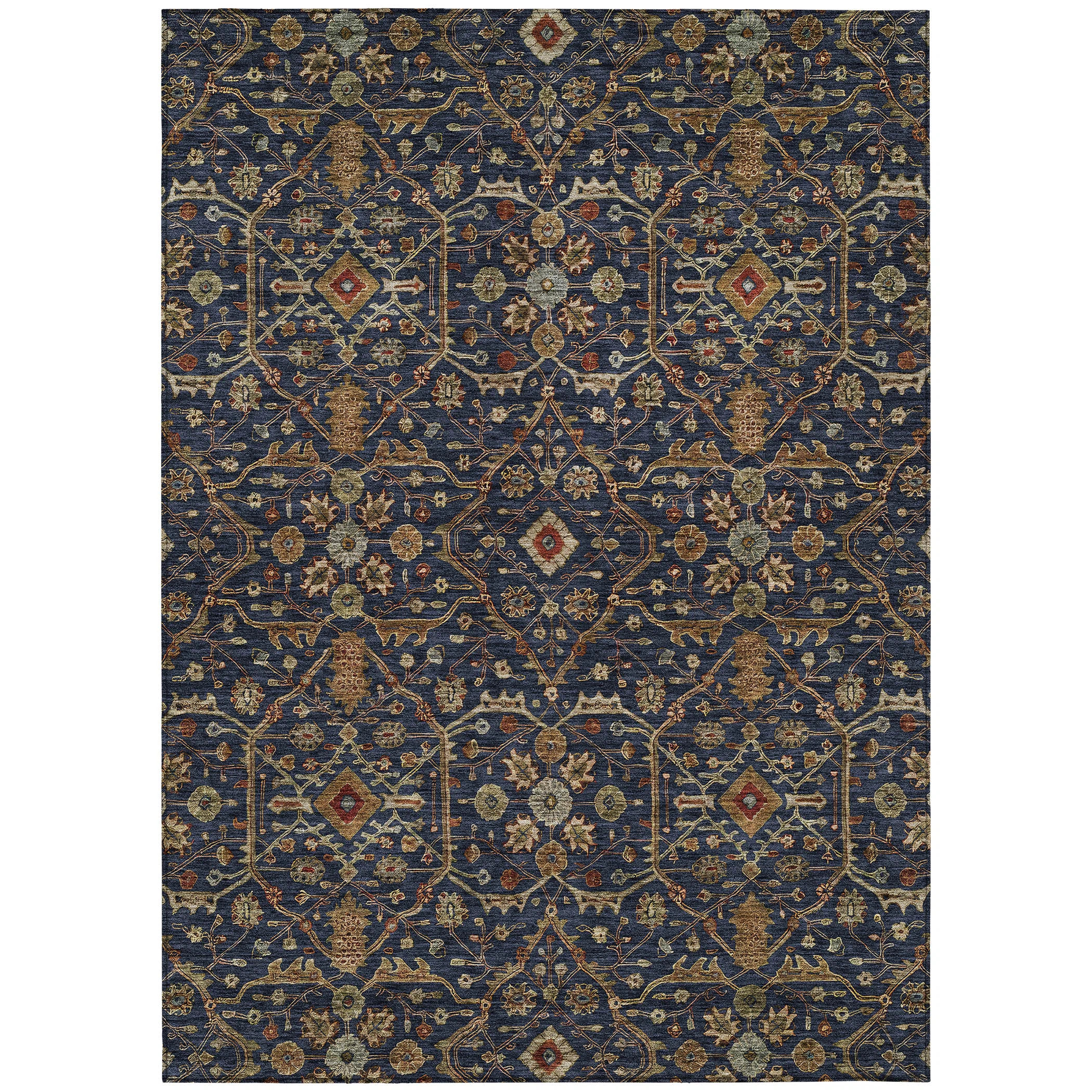Machine Washable Indoor/Outdoor Chantille ACN1130 Navy Rug | Wayfair North America