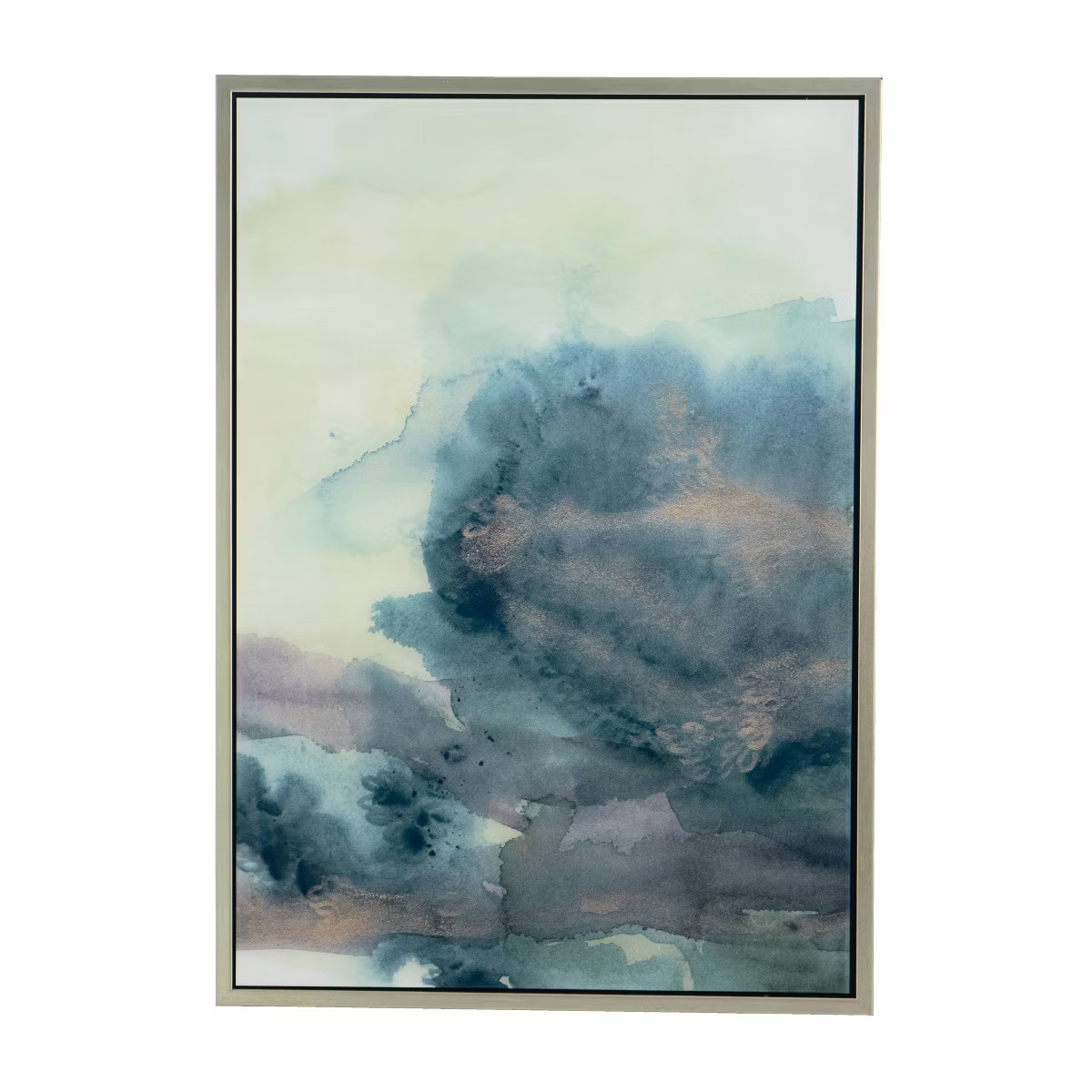 25.5"x36.1" Abstract Printed Acrylic Champagne Framed Wall Art Green/Blue/Beige - A&B Home | Target