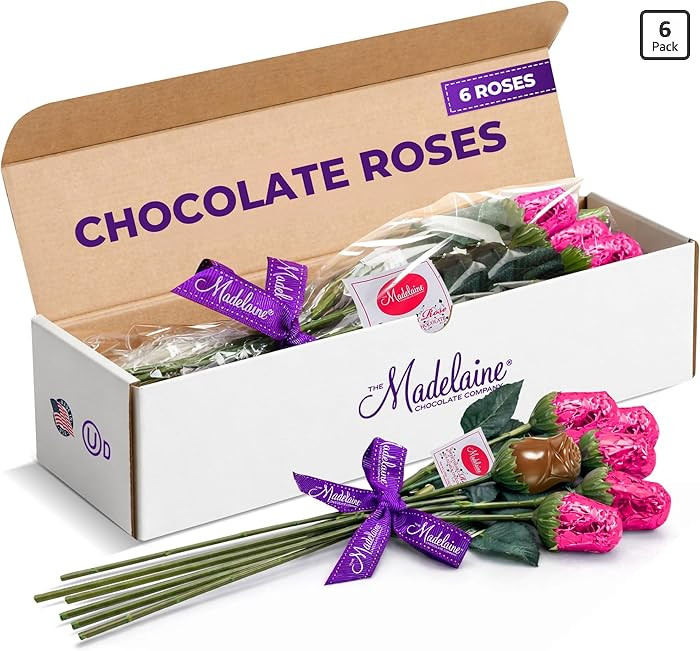Pink Chocolate Roses - Valentines Day Gift for Mom, Wife, Girlfriend - Individually Wrapped Gourm... | Amazon (US)