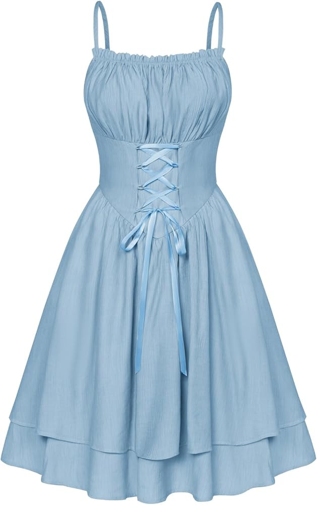 Scarlet Darkness Renaissance Dress Women Flowy Sleeveless Spaghetti Strap Dress | Amazon (US)