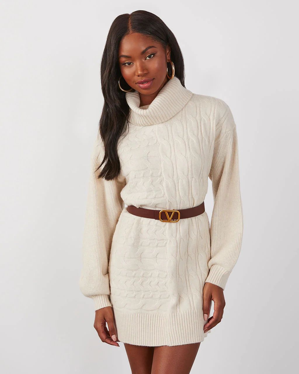 Sherwood Cable Knit Mini Sweater Dress | VICI Collection