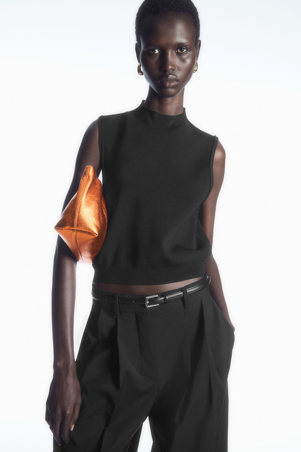 GATHERED CLUTCH - LEATHER - METALLIC ORANGE - COS | COS (EU)