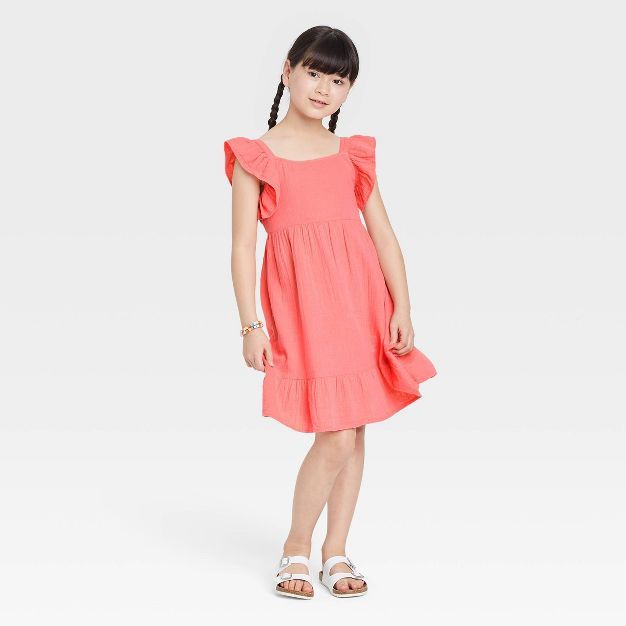 Girls' Gauze Flutter Sleeve Dress - Cat & Jack™ | Target