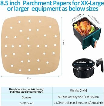 Air Fryer Parchment Paper Liners: 200PCS 8.5 inch Square Perforated parchment paper for Air Fryer... | Amazon (US)