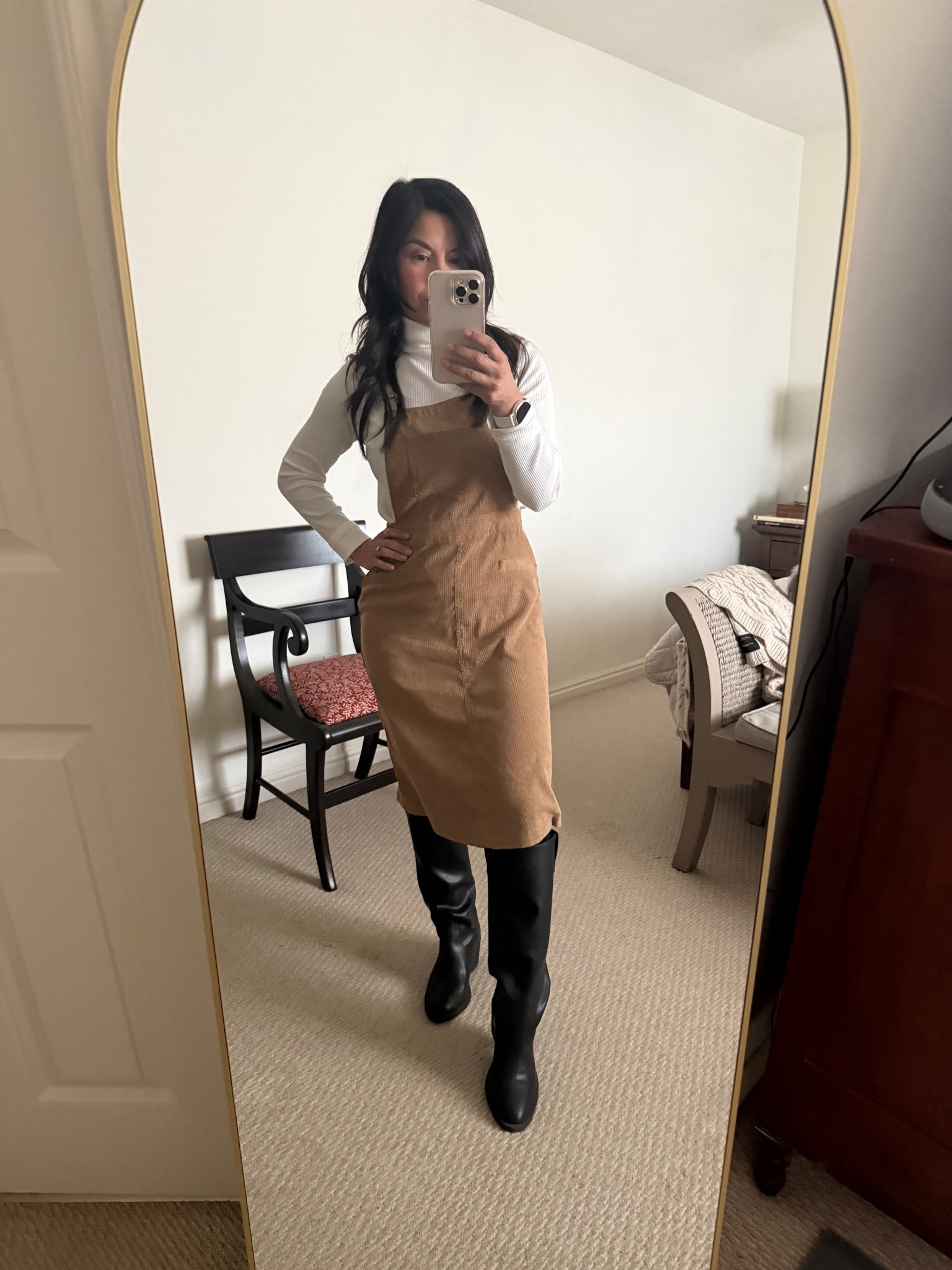 Cozy work fit! Turtle neck is an oldie from Gap, overall dress is thrifted and boots are a recent buy from H&M!

#LTKmomlife #LTKootd #LTKWorkwear