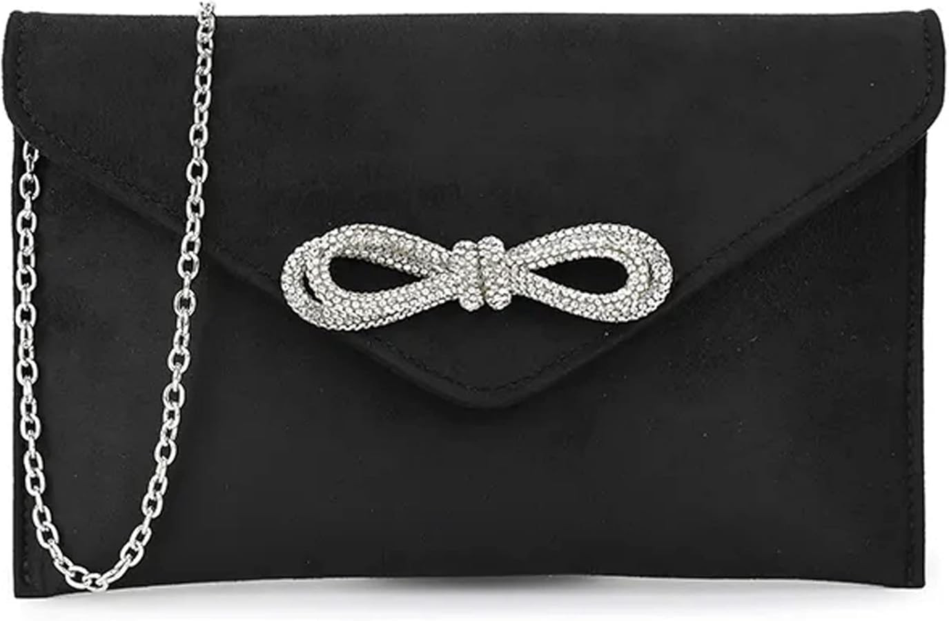 UShopUK Diamante Bow Suede Envelop Style Bridal Prom Wedding Evening Clutch Party Purse Hand Bag | Amazon (UK)