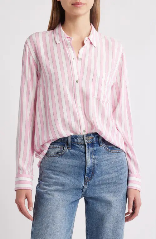 Rails Wren Stripe Button-Up Shirt in Rose Bloom Stripe at Nordstrom, Size X-Large | Nordstrom