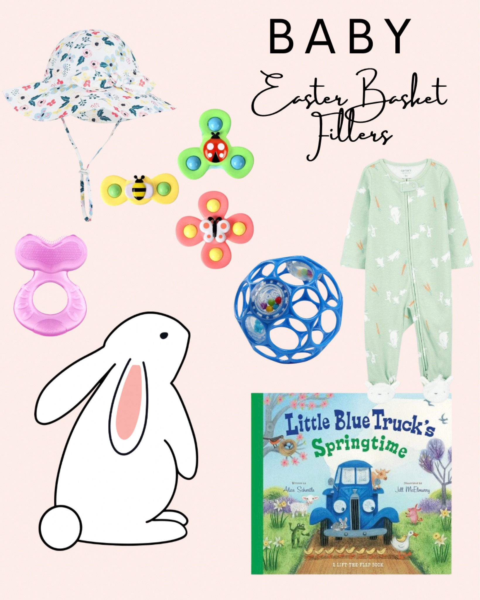 Easter Basket fillers for baby! 

Board book 
Baby toys
Baby teether
Baby sun hat
Baby Easter pajamas 



#LTKbaby