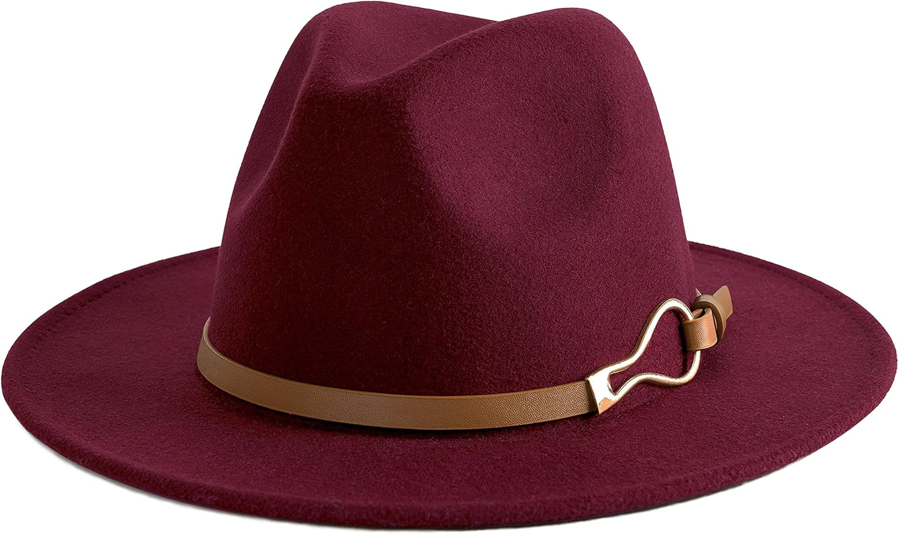 Fashion Women Wide Brim Fedora Floppy Panama Hat with Belt Buckle | Amazon (US)