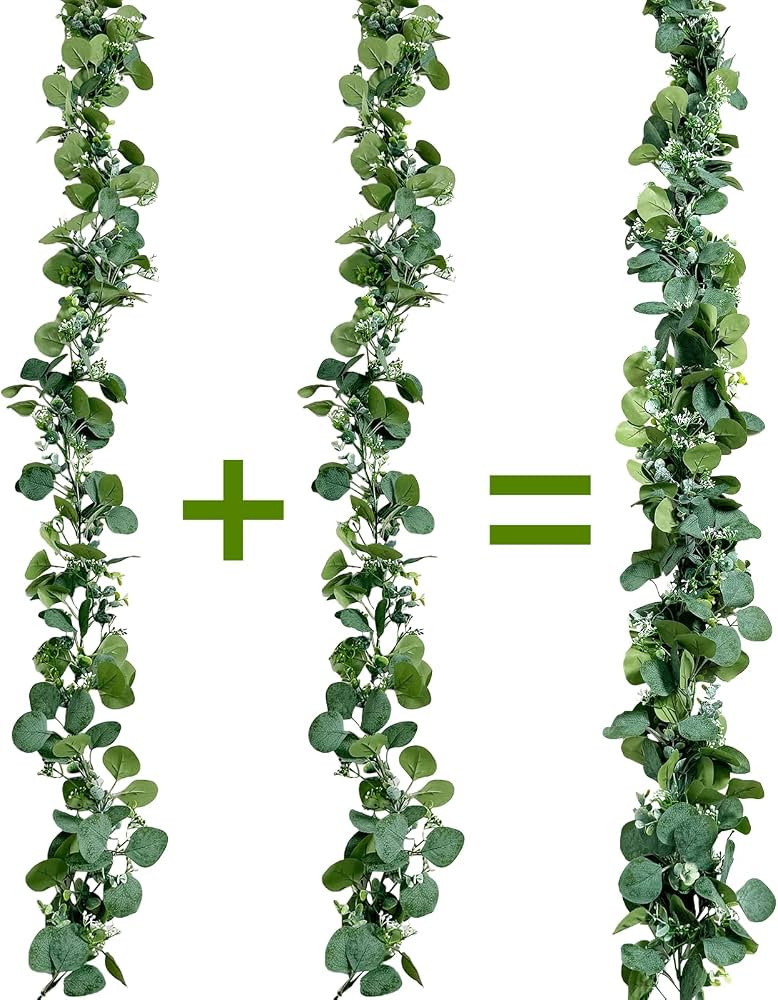5.9' Artificial Eucalyptus Garland, 2Pcs Faux Silk Silver Dollar Garland Eucalyptus Leaves Greene... | Amazon (US)