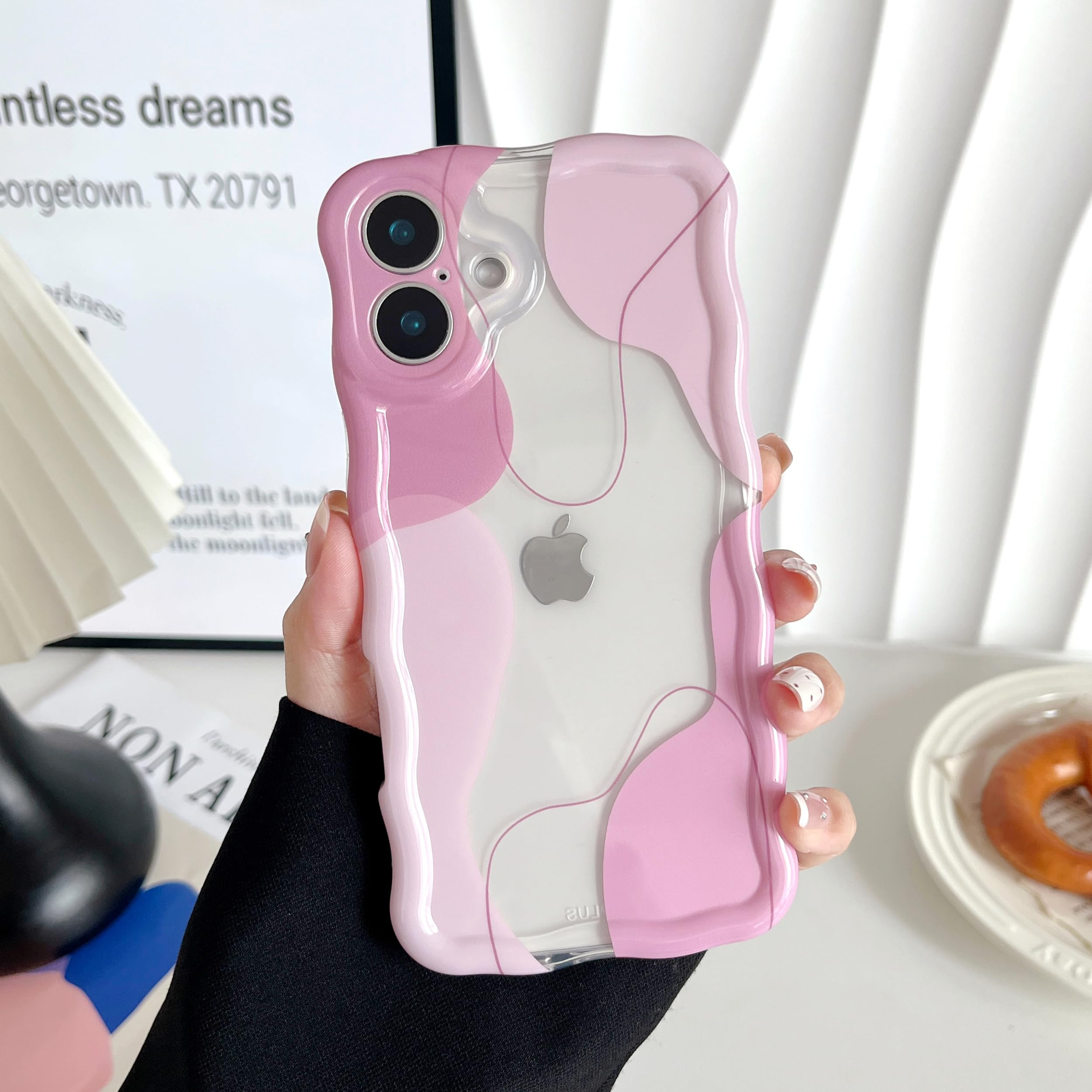 DEFBSC for iPhone 16 Case, Cute Clear Wavy Art Design Aesthetic Pattern Phone Case for Women Girl... | Amazon (US)