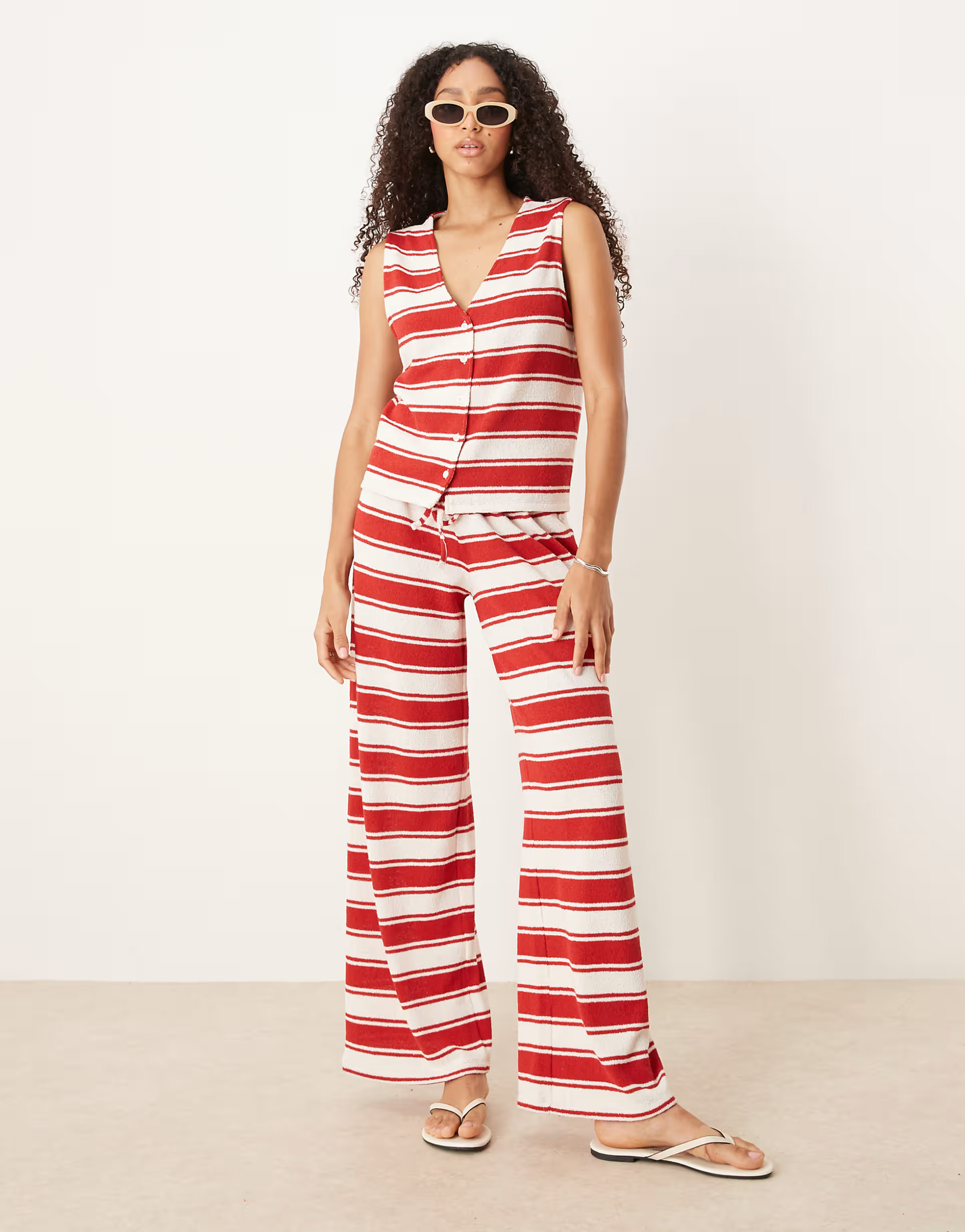 ASOS DESIGN oversized vest in red and cream stripes - part of a set | ASOS | ASOS (Global)