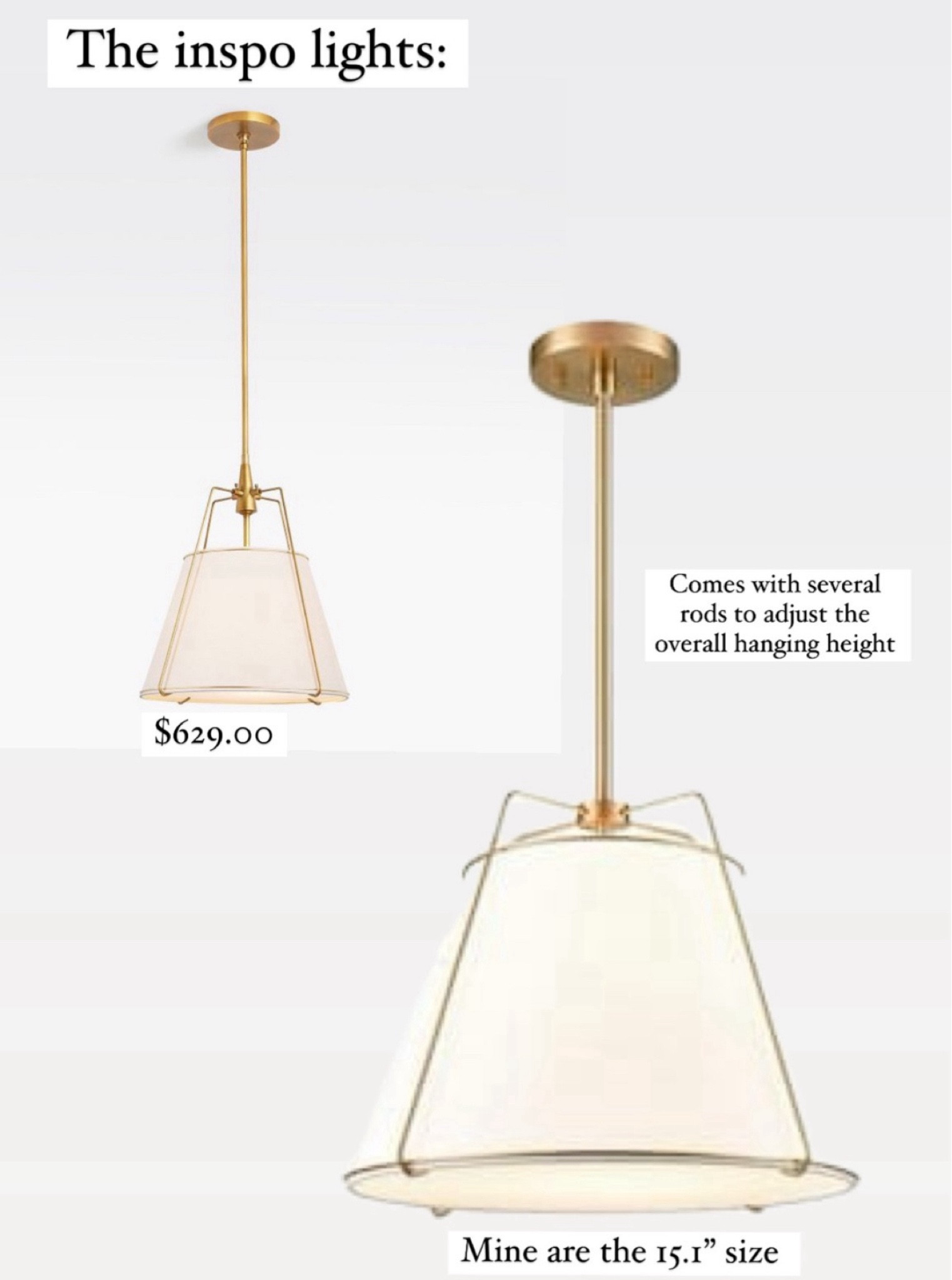 My kitchen pendant lights

I had the inspo in my “wish list cart” for over two years… but they were NOT in my budget… I found these and they look almost identical for a fraction of the cost! 

Mine come in two sizes and have multiple rods to adjust the height of the pendant depending on your ceiling height. 


Lighting, kitchen lighting, island lighting, pendant light, Home Depot 

#LTKHome #LTKStyleTip