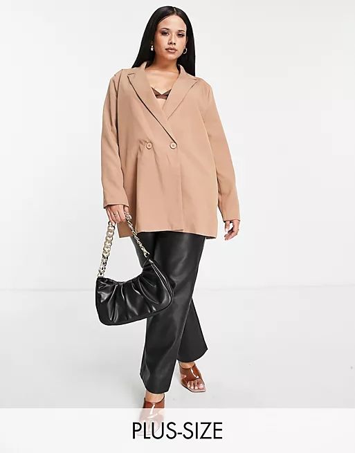 Heartbreak Plus oversized double breasted blazer in camel | ASOS | ASOS (Global)