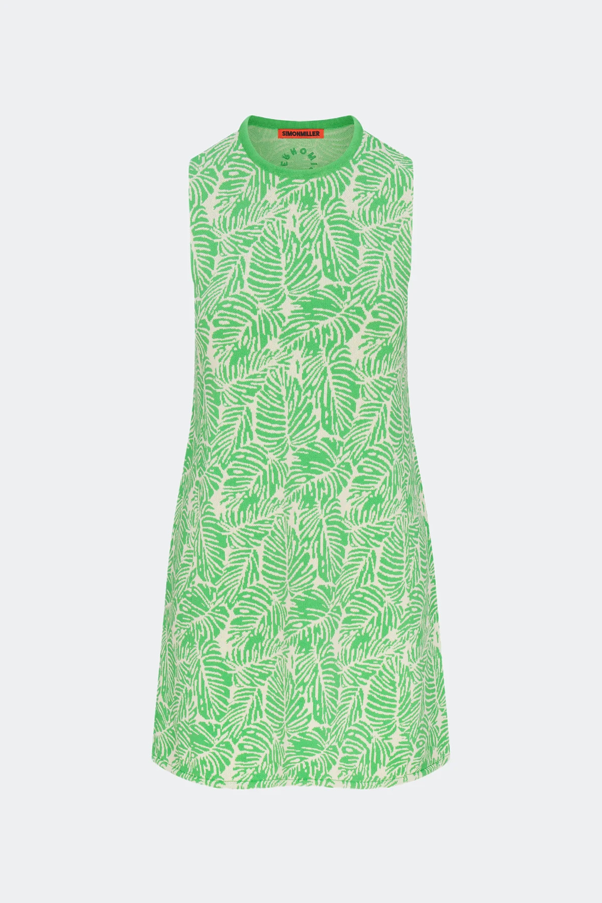 Zana Knit Mini Dress in Gummy Green Palm Leaf | SIMONMILLER | Simon Miller