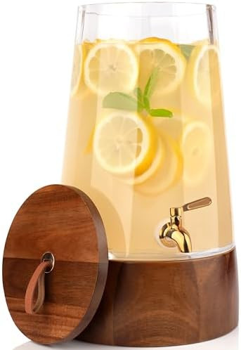FOODLE Large Glass Drink Dispenser with Spigot - Glass Beverage Dispenser with Stand - Perfect fo... | Amazon (US)