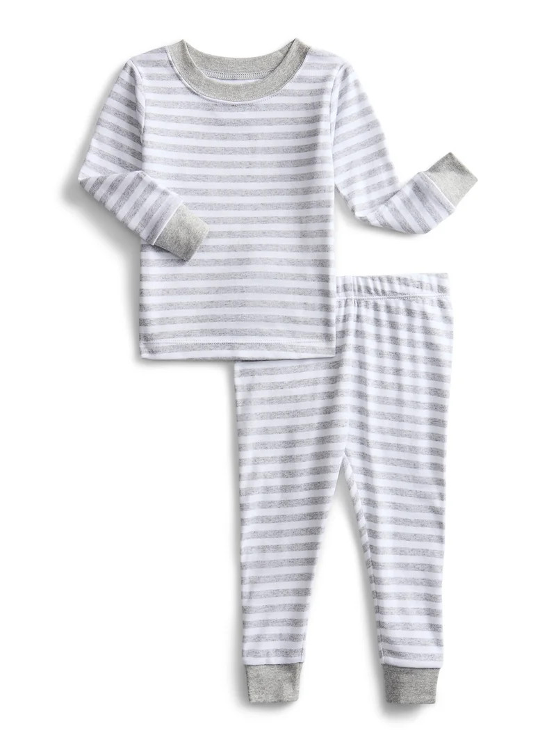 Wonder Nation Toddler Boys or Girls Cotton Snug Fit Long Sleeve Pajama Top and Pants Set, 4-Piece... | Walmart (US)