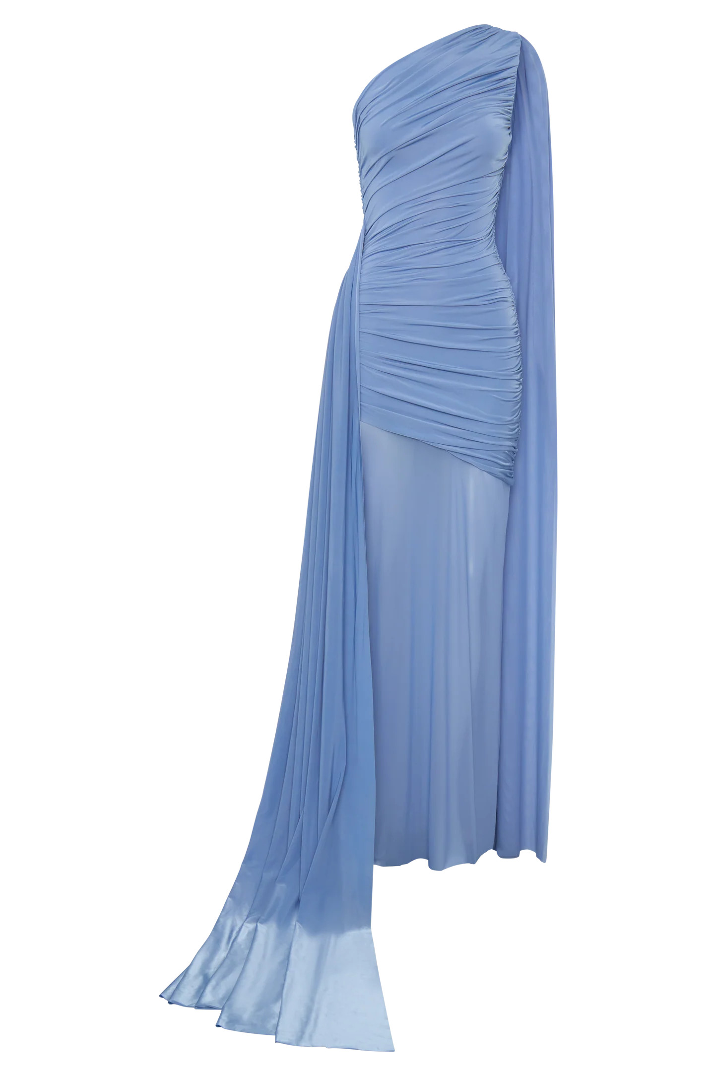 Slinky One Shoulder Maxi Dress - Cornflower Blue | MESHKI US