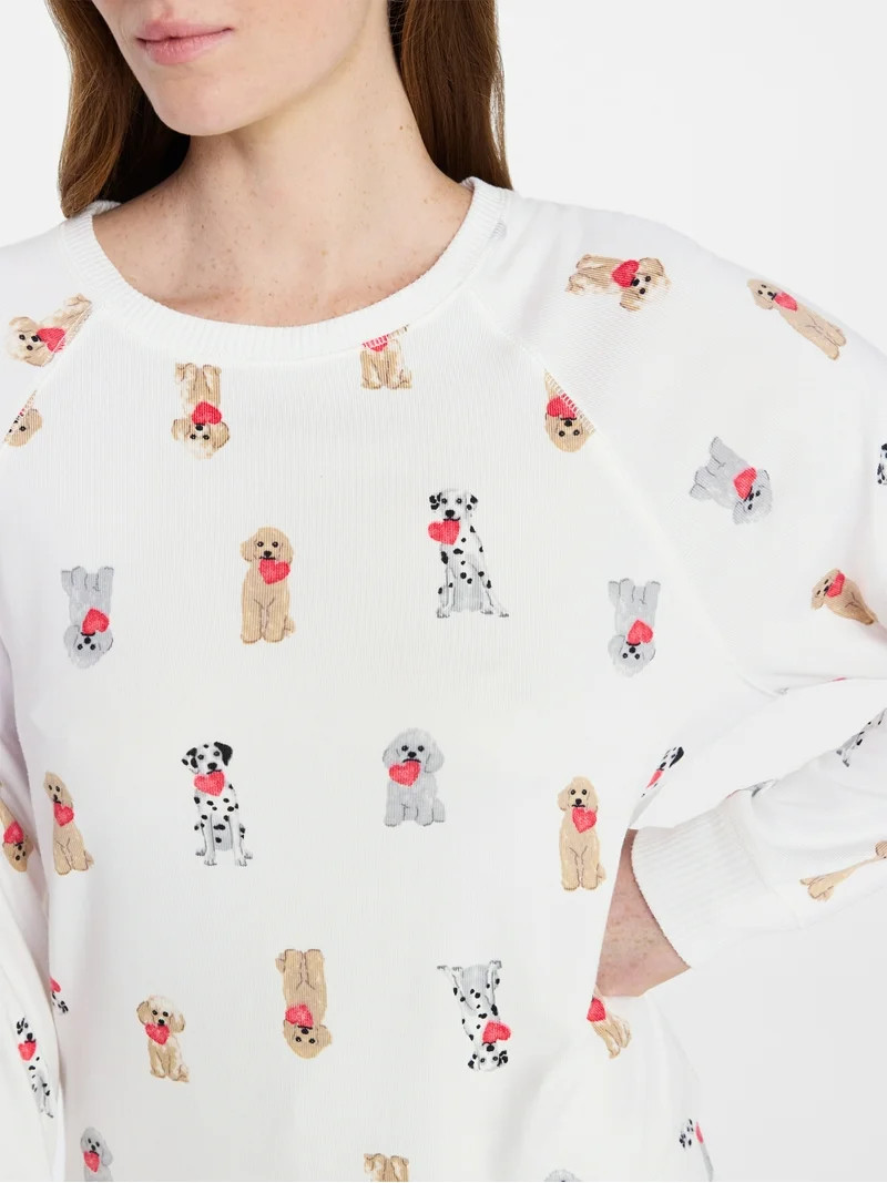 Joyspun Women's Cozy Lounge Collection Hacci Knit Long Sleeve Sleep Top, Sizes XS-3X | Walmart (US)