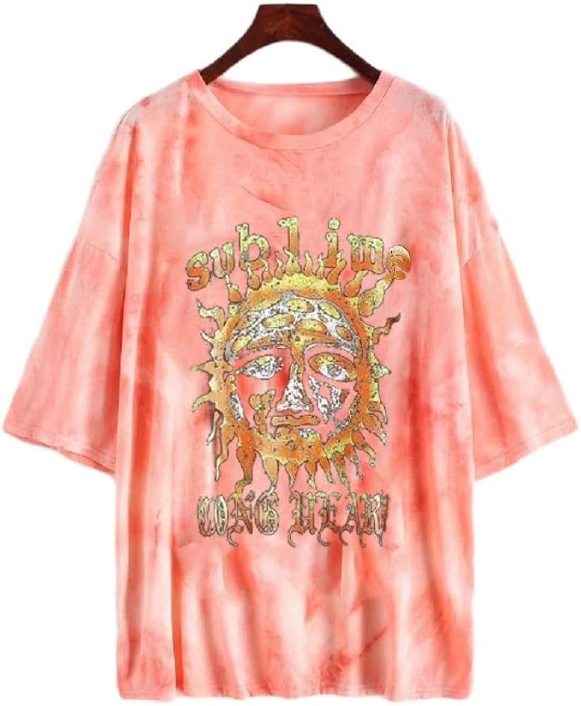 Fenxxxl Women's Short Sleeve Round Neck Oversized Shirt Graphic Tee Loose Casual Tshirt Tops | Amazon (US)