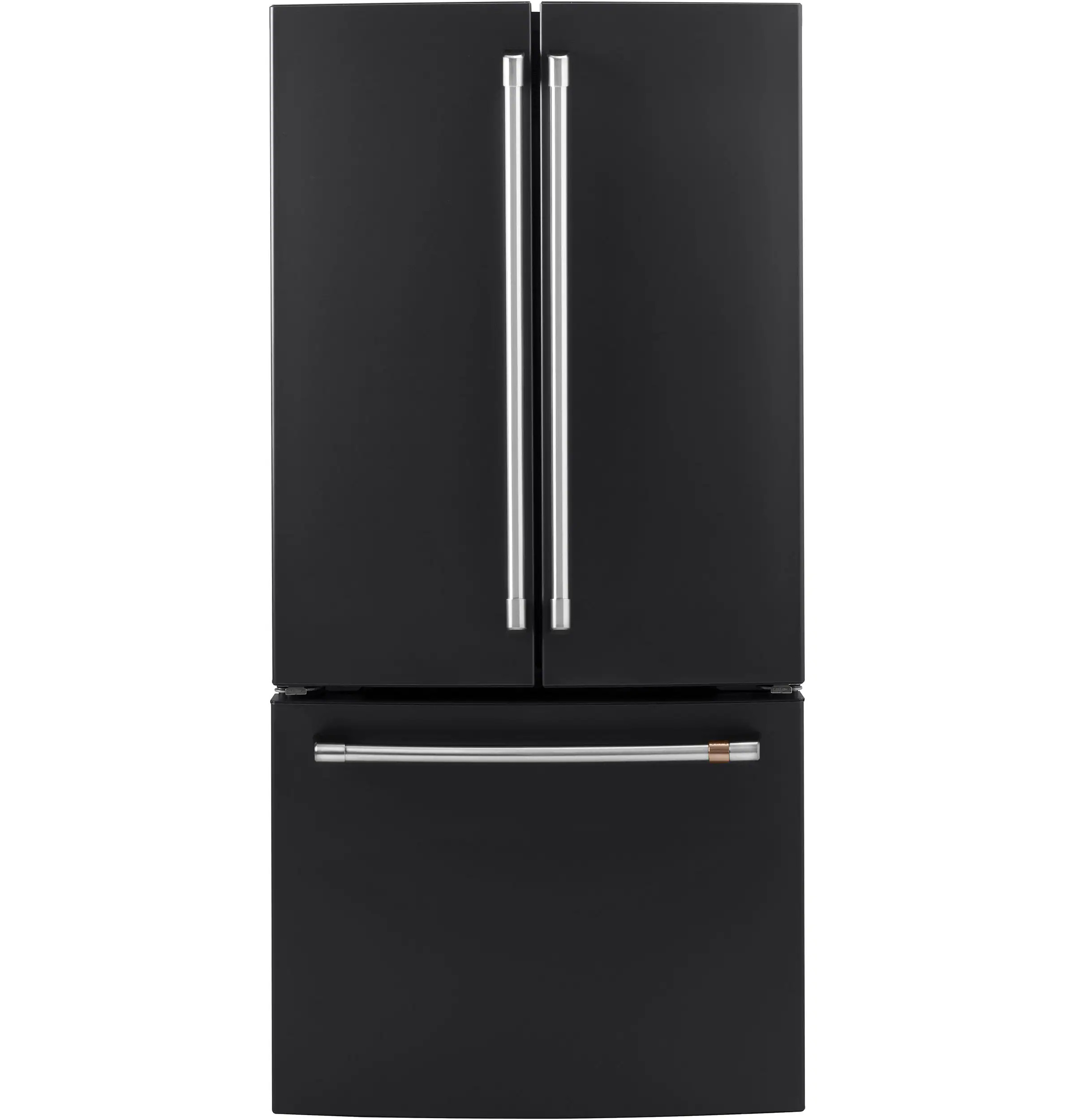 Cafe Counter-Depth 18.6-cu ft 3 -Door 33-in Wide with Ice Maker ( Matte Black with Brushed Stainless Handles ) ENERGY STAR Certified | CWE19SP3ND1 | Lowe's