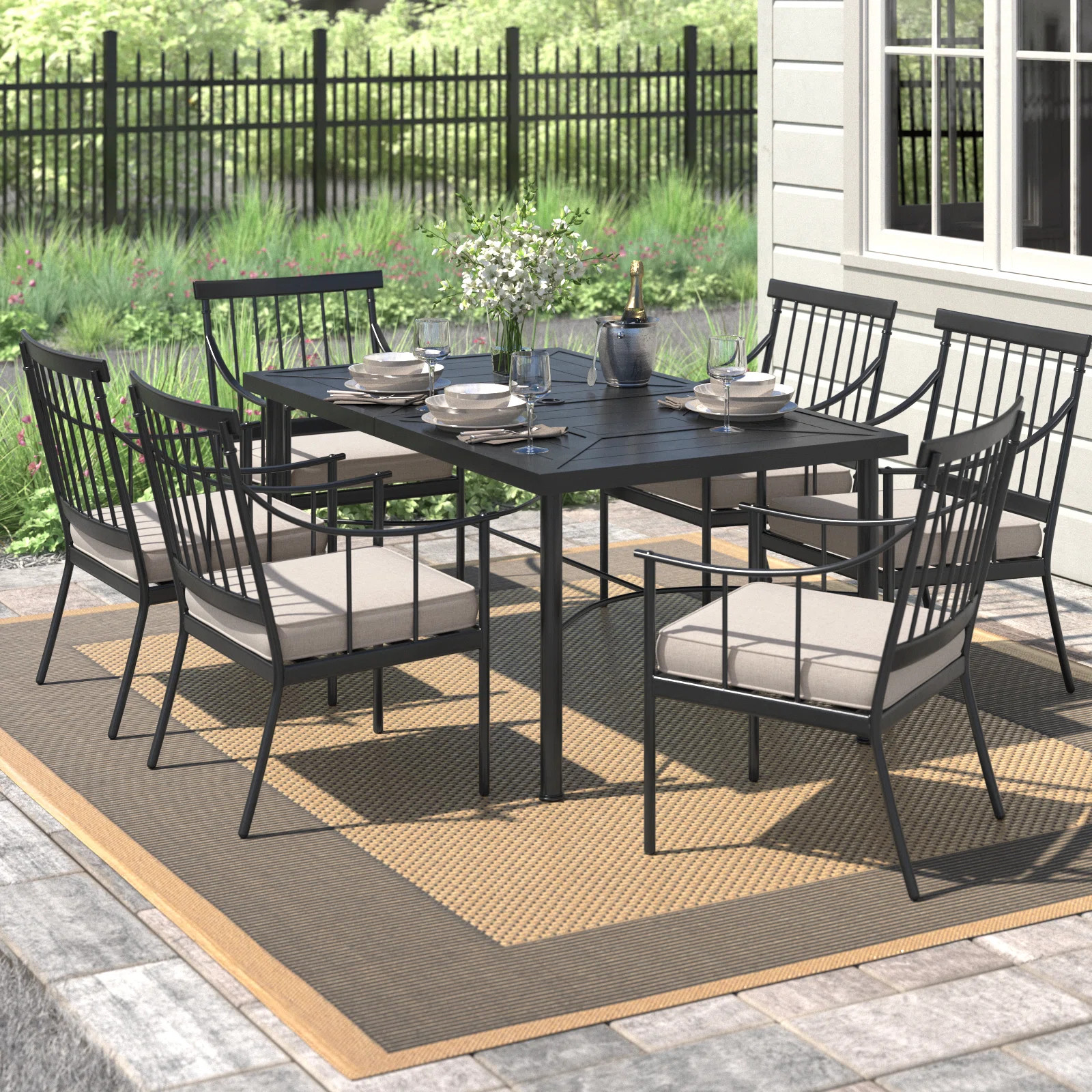 Lark Manor™ Milnor Rectangular 6 - Person 64'' Long Outdoor Patio Dining Set Furniture with Cus... | Wayfair North America