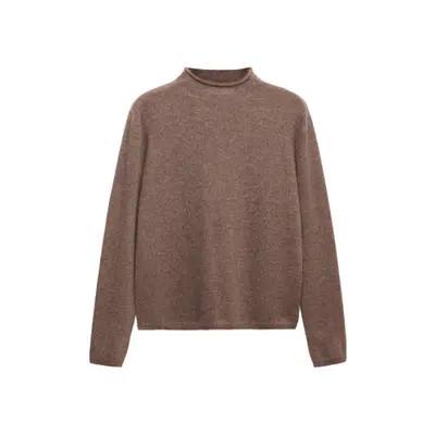 MANGO Cashmere Perkins Neck Sweater in Medium Brown at Nordstrom, Size Large | Nordstrom