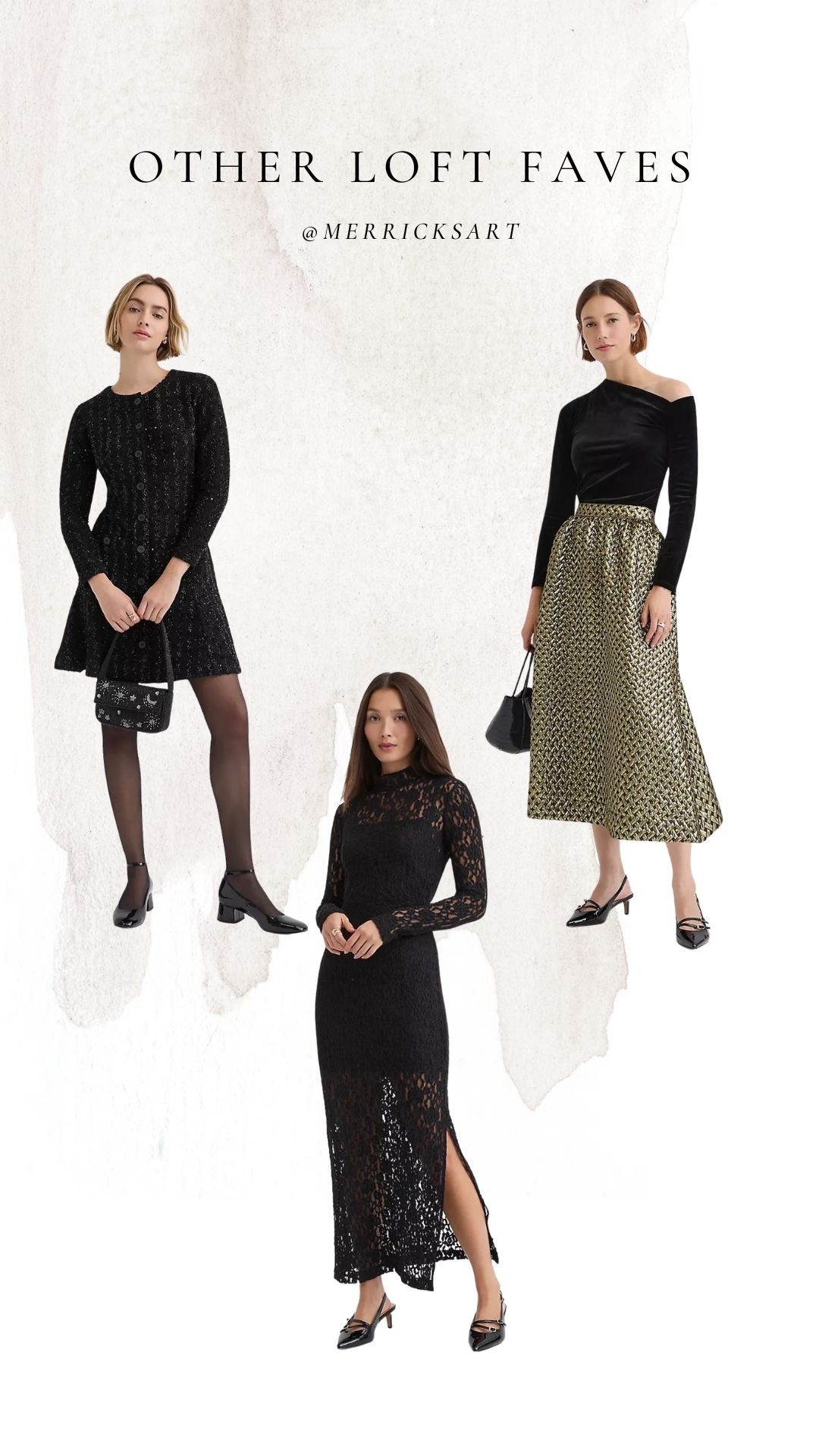 Loft items on sale this week! I grabbed the three things in the collage but there are other gorgeous pieces linked