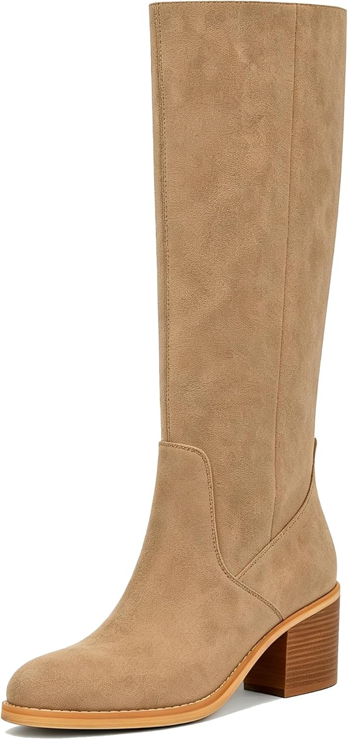 Women's Knee High Boots Chunky Heel Tall Fall Boots | Amazon (US)