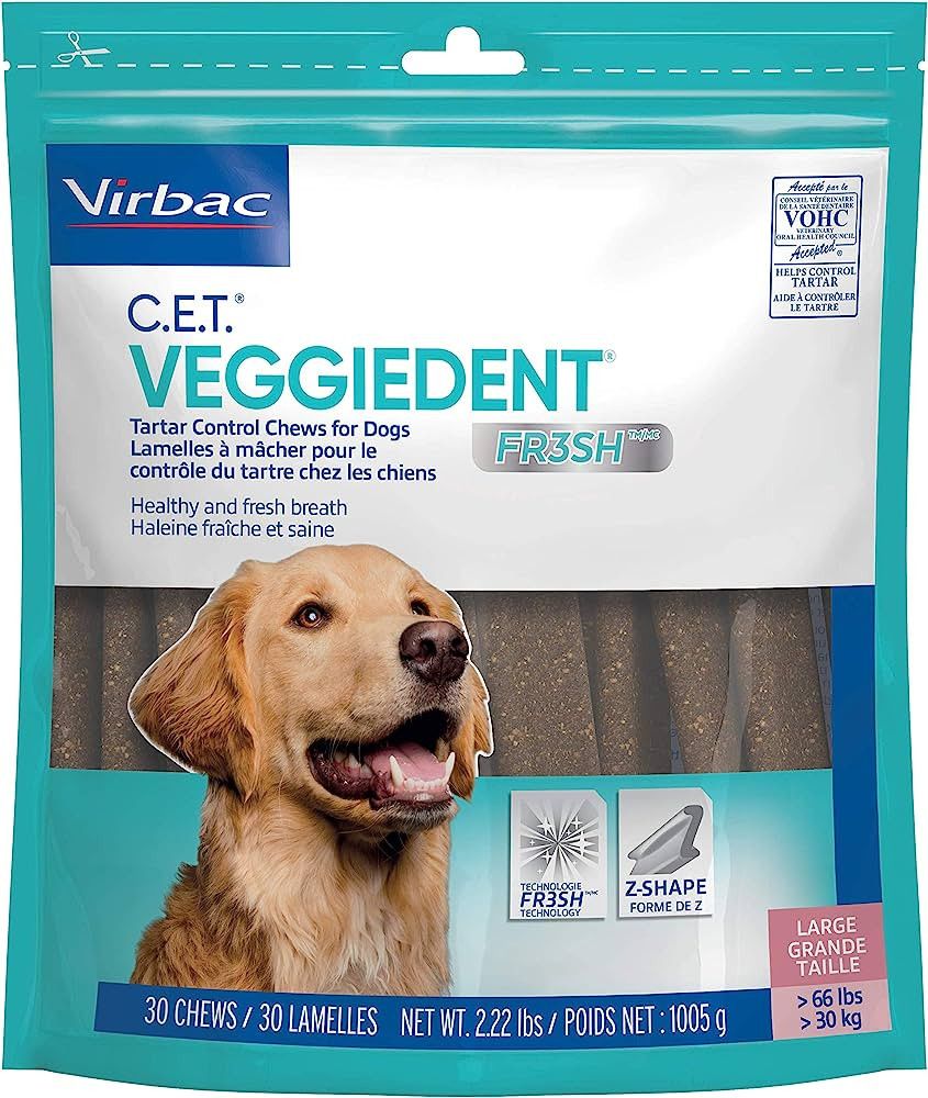 Virbac CET Veggiedent FR3SH Tartar Control Chews for Dogs Large (30 count) | Amazon (US)