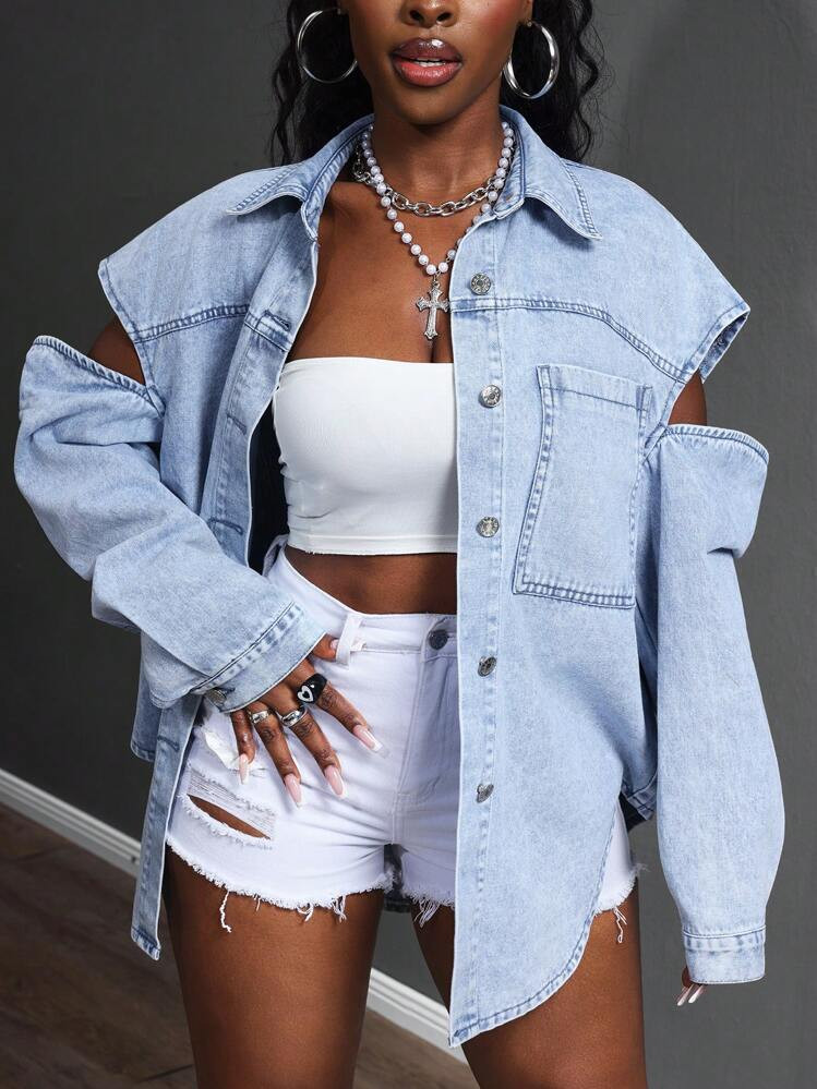 Slaydiva Ladies Casual Sexy & Elegant Denim Jacket & Coat | SHEIN
