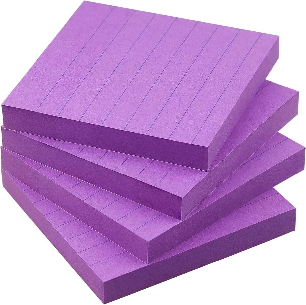 Lined Sticky Notes 3x3 Sticky Notes with Lines Self-Stick Notes Bright Color 4 Pads 90 Sheets/Pad... | Amazon (US)