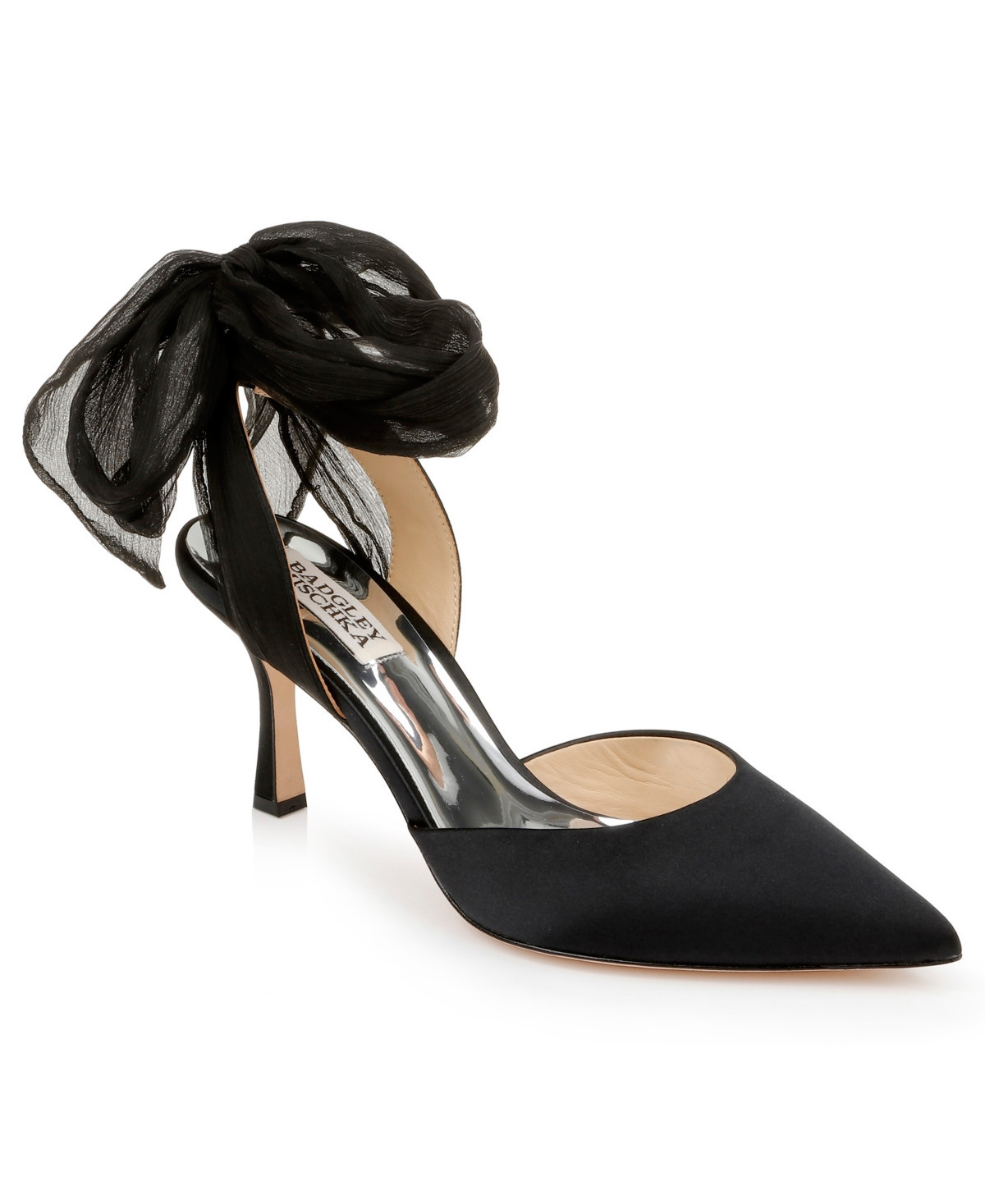 Badgley Mischka Women's Blaze Ankle Wrap Evening Pumps - Black Satin | Macy's