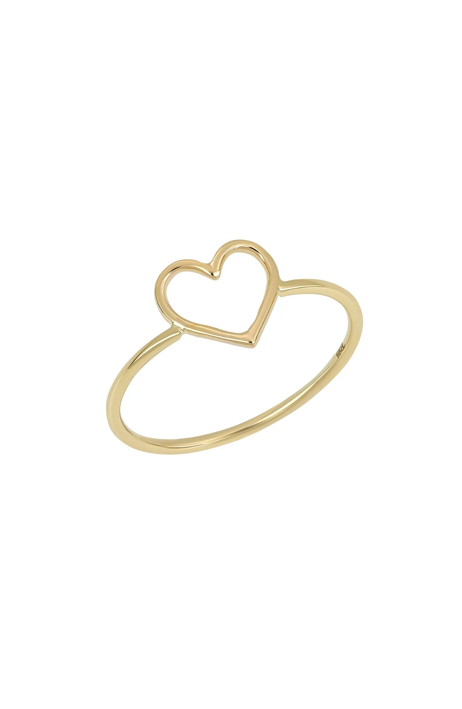 BLG 14K Gold Open Heart Stackable Ring | Nordstrom