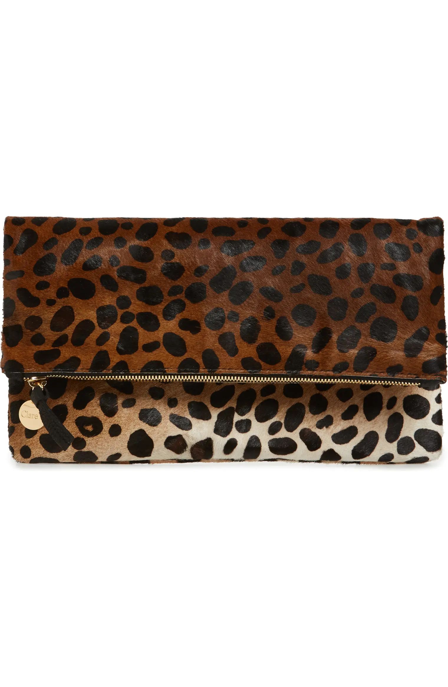 Genuine Calf Hair Leopard Print Foldover Clutch | Nordstrom