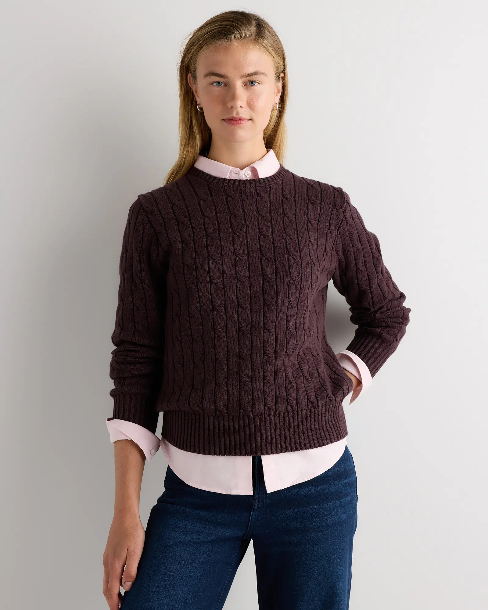 100% Organic Cotton Cable Crewneck Sweater | Quince