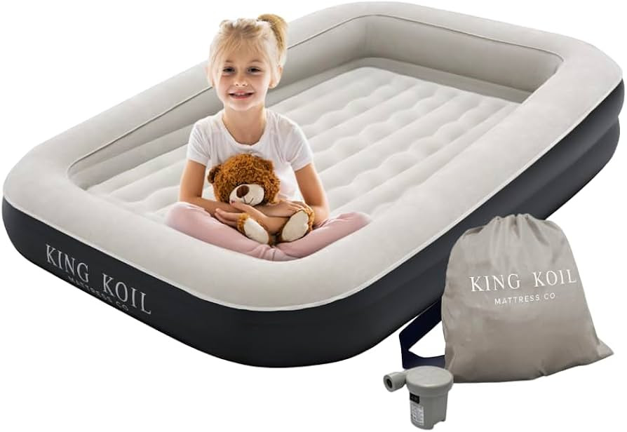 King Koil Premium Inflatable Toddler Travel Bed with Built-in Safety Bumper, Portable Air Mattres... | Amazon (US)