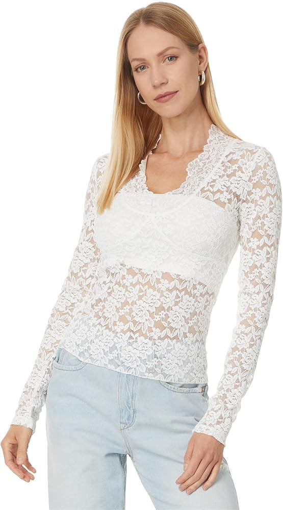 Free People Women's All Day Lace Long Sleeve Blouse | Amazon (US)