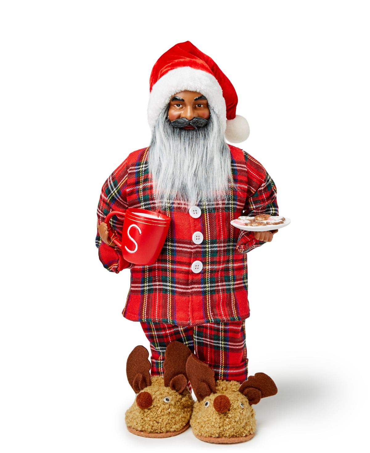 Holiday Lane Red Plaid African American Santa | Macy's