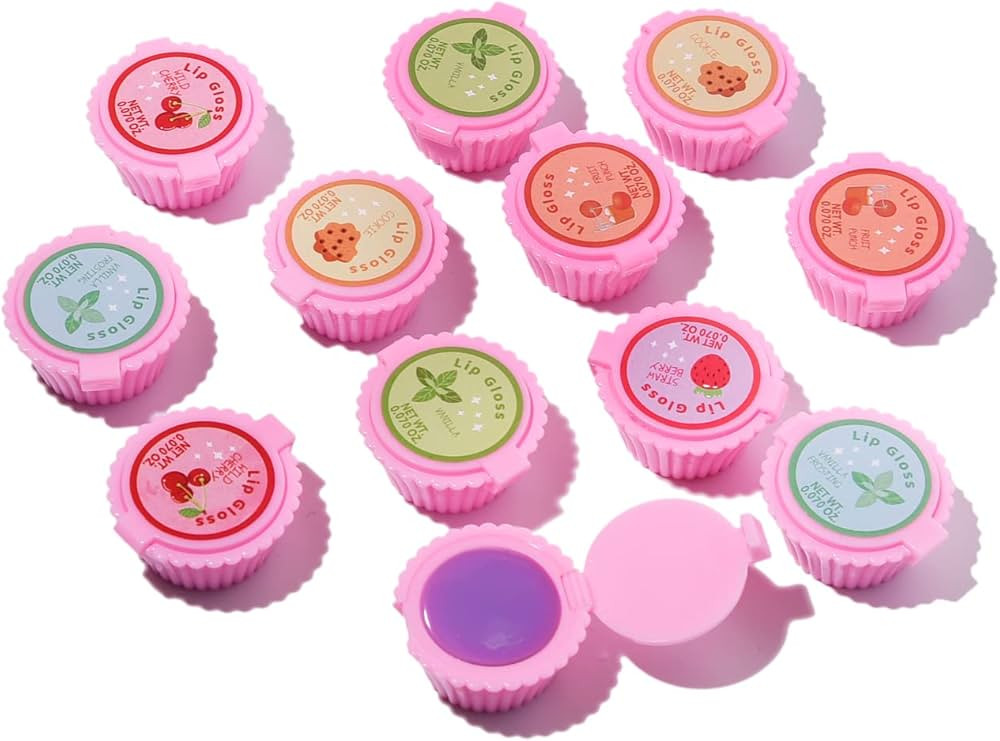 12 Pcs Cupcake Lip Gloss for Girls Party Favors Lip Balm Set Assorted Fruity Favors Cute Cupcake ... | Amazon (US)