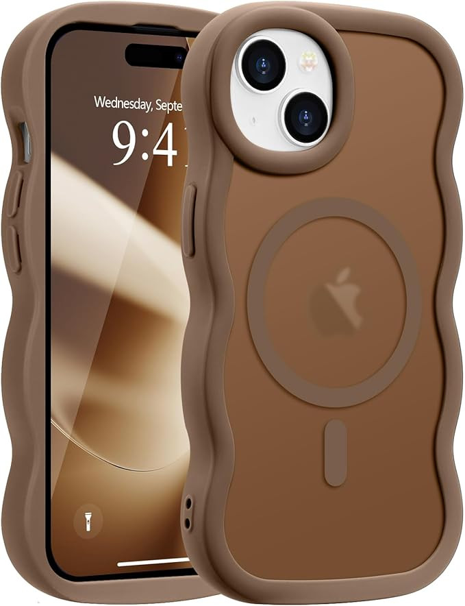 Pepmune for iPhone 15 Case, Curly Wavy Frame Hard Translucent Matte Clear Back Cover for Women Me... | Amazon (US)