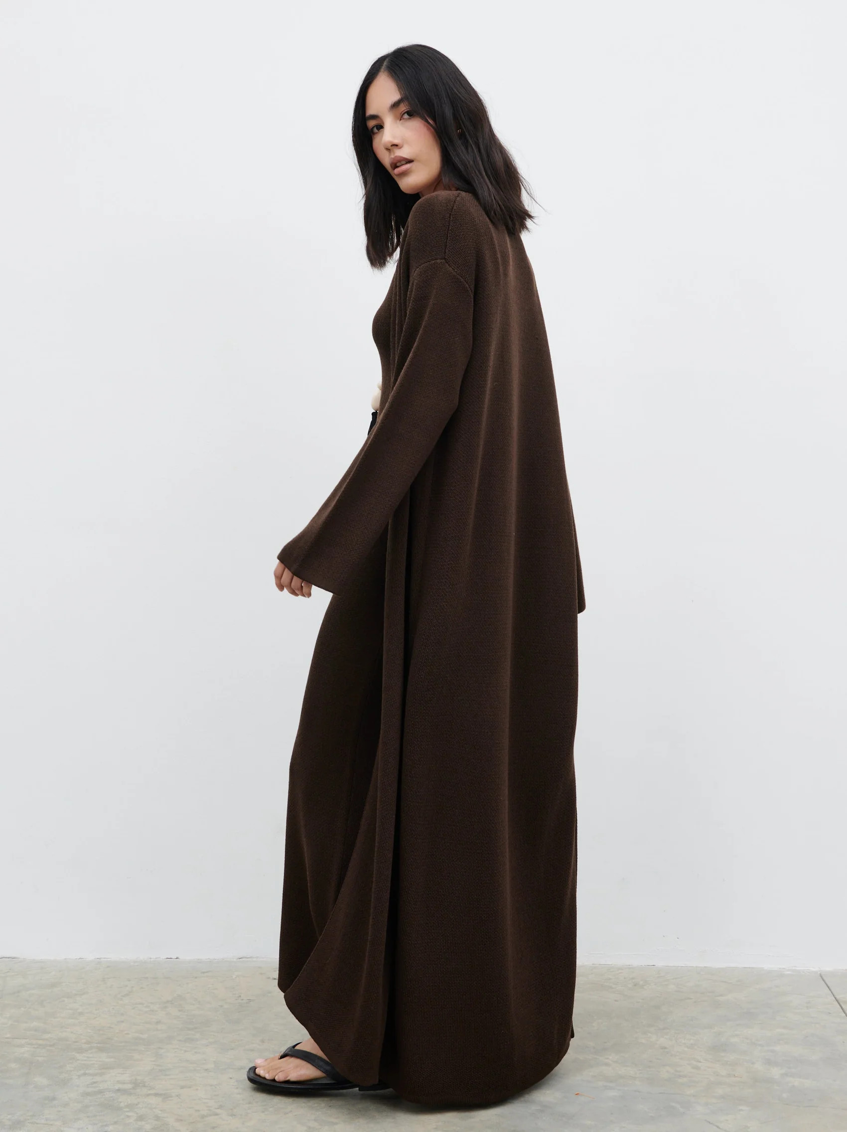 Dora Maxi Knit Cardigan - Chocolate Brown | Pretty Lavish (UK)