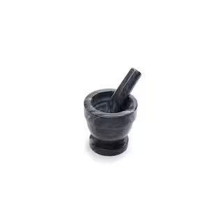 Black Marble Mortar and Pestle 4 in. | The Home Depot