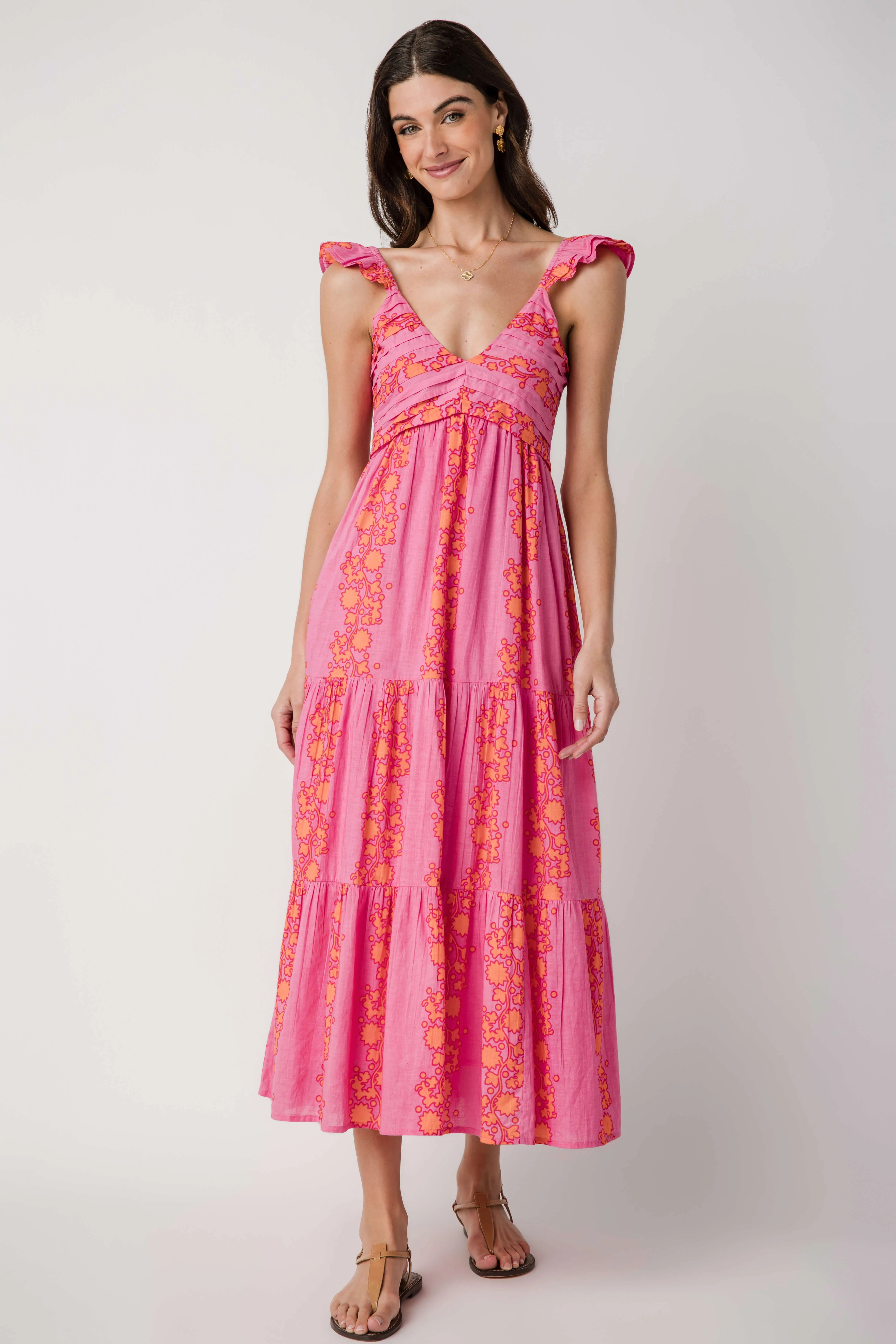 THML Vneck Tiered Maxi Dress | Social Threads