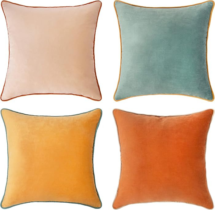 MONDAY MOOSE Decorative Throw Pillow Covers Cushion Cases, Set of 4 Soft Velvet Modern Double-Sid... | Amazon (US)