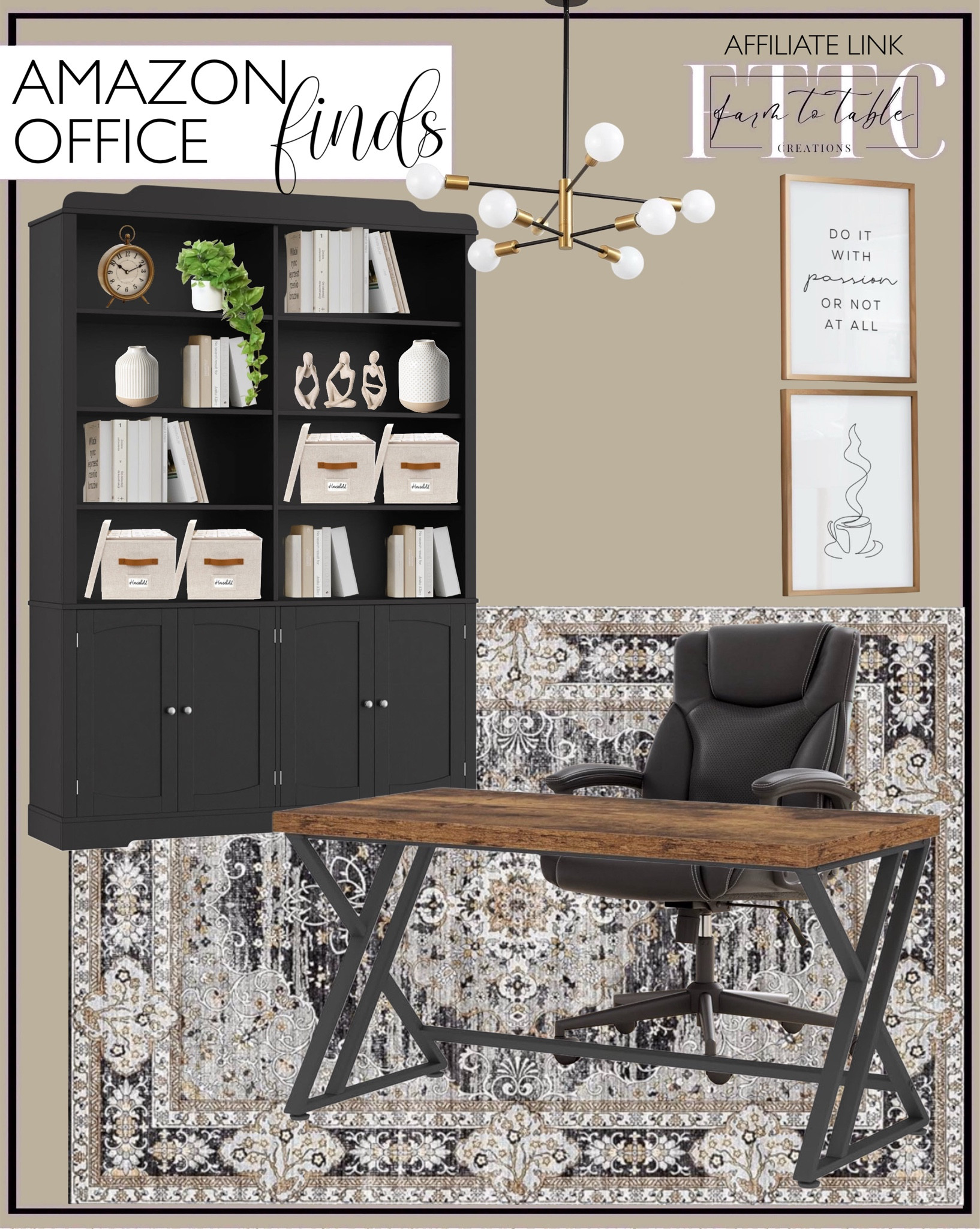 Amazon Office Finds. Follow @farmtotablecreations on Instagram for more inspiration.

Wood Computer Desk. High Back Leather Desk Chair. Washable Vintage Rug. Bookcase with Doors. File Organizers. Modern Sputnik Chandelier - 8-Light Ceiling Light Fixture Height Adjustable Mid Century. Vintage Table Clock. Office Wall Art. Gallery Wall Art. Faux Plant. 

Amazon Home. Amazon Home Finds. Amazon Office Decor. 

#LTKHome #LTKSaleAlert #LTKFindsUnder50