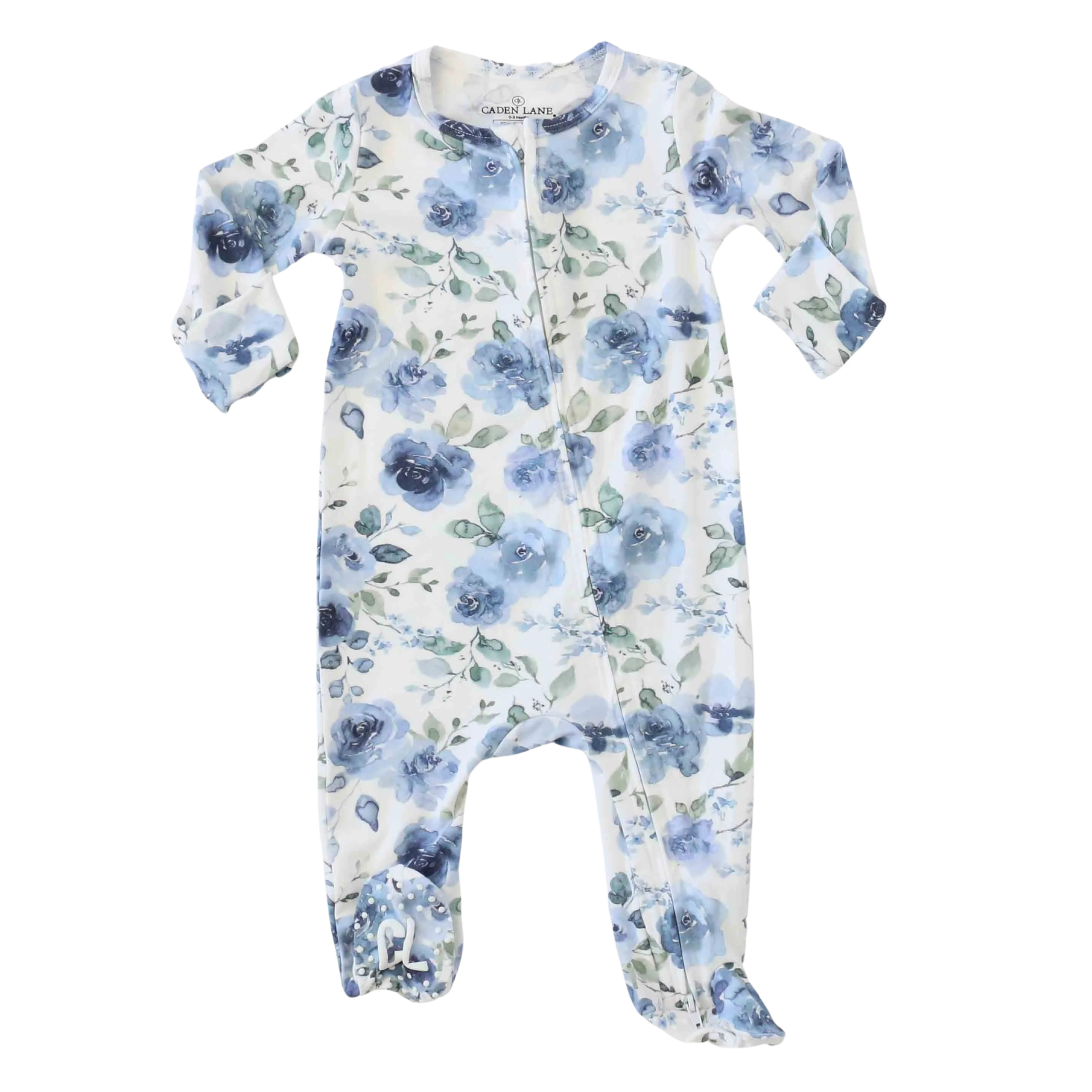 Bailey's Blue Floral Zipper Footie* | Caden Lane